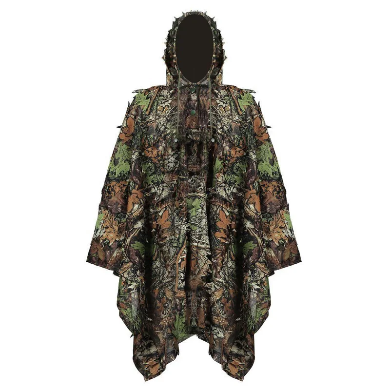

Охотничий Камуфляжный 3D плащ с узором из листьев Yowie Ghillie, дышащее открытое пончо, камуфляжное пончо для наблюдения за птицами, ветровка, костюм снайпера