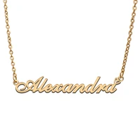 love heart alexandra name necklace for women stainless steel gold silver nameplate pendant femme mother child girls gift