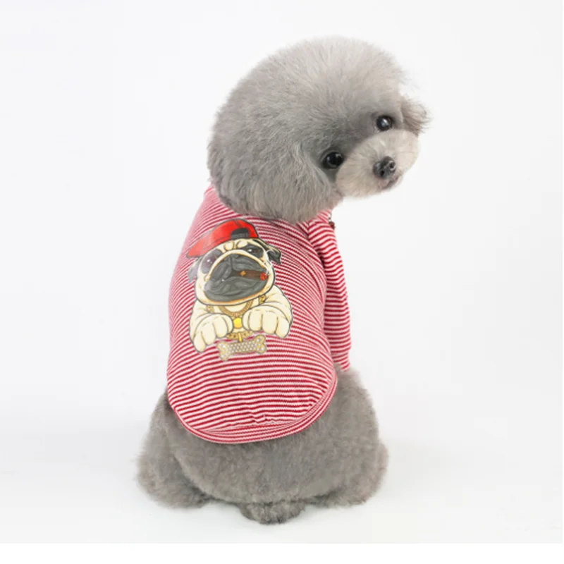 Хлопковая теплая одежда для собак полосатая футболка маленьких питомцев щенков