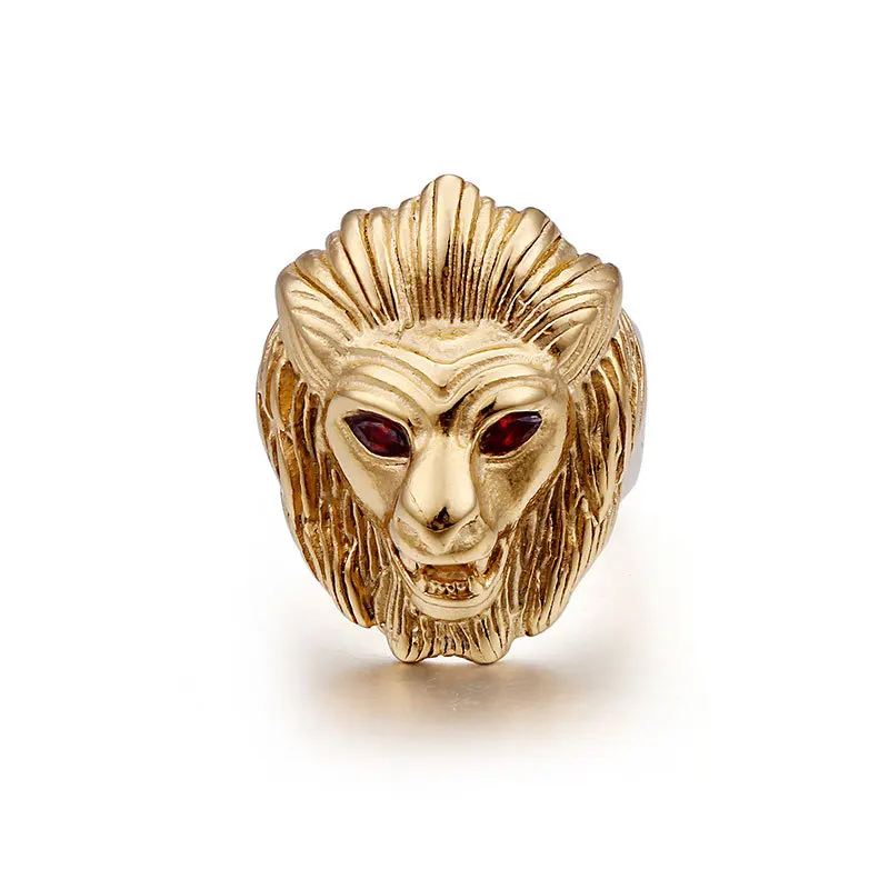 

Red Eye Large Meatball Top Grade Titanium Steel Rings Gold Color Accessories Jewel Ring Fashion Jewelry Male Party Men Gifts