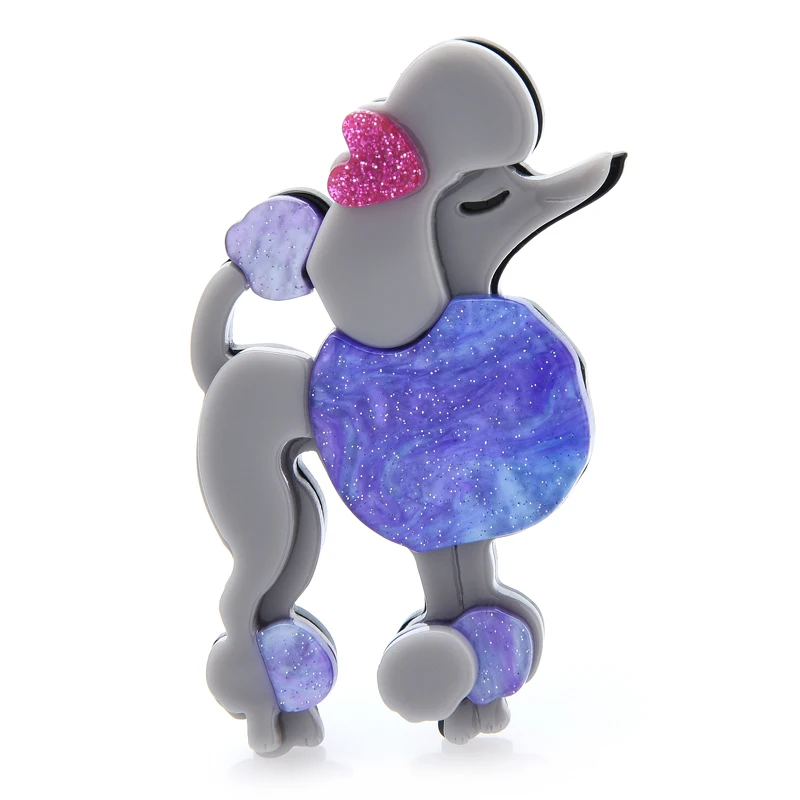 Wuli&baby Acrylic Poodle Dog Brooches For Women Lady Cute Pets Animal Party Casual Brooch Pin Gifts
