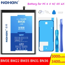 NOHON Phone Battery For Xiaomi Mi 8 5 4C 5X 6X Mi8 Mi5 Mi4C Mi5X Mi6X Replacement BM22 BM35 BN31 BN36 BM3E Mobile Phone Bateria