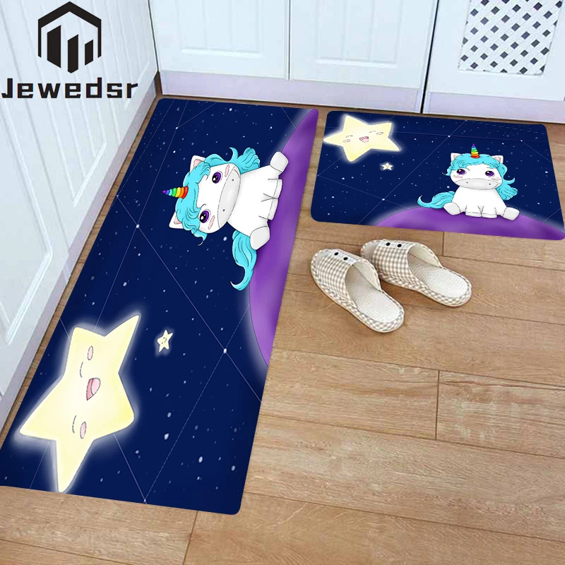

Мультяшный коврик для ванной с единорогом, длинный полосатый ковер для спальни, нескользящий домашний Придверный коврик, входная дверь, для...