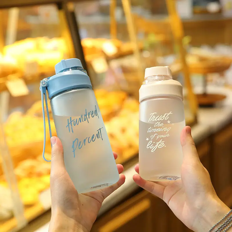 

Frosted plastic water cup female portable outdoor sports water bottle simple anti falling large capacity male student cup with