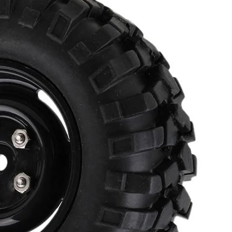 

4Pcs Hex Wheel Rim and Tyres Tires for 1/10 RC Crawler Car HSP Redcat with Bumper with Trailer Hook for MN D90 D91