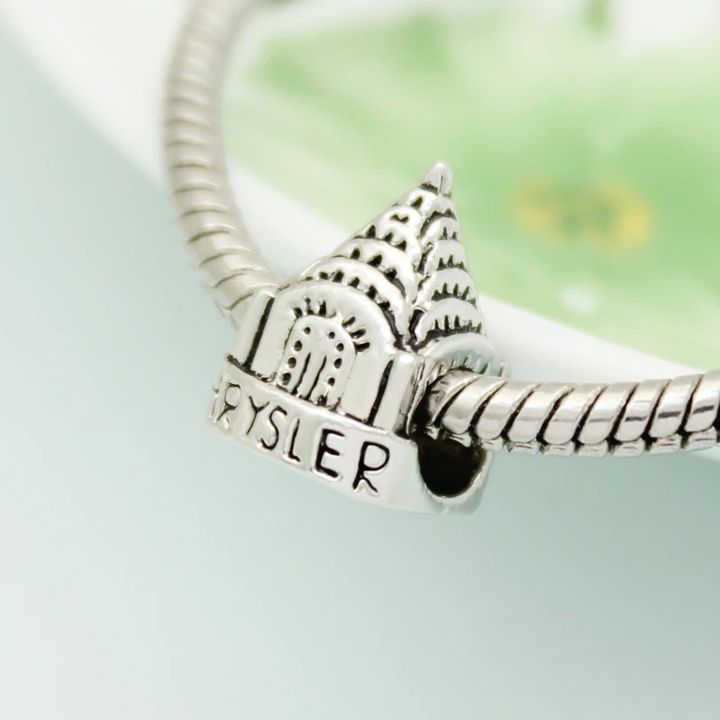 Бесплатная доставка бусины шармы в стиле New York Chrysler подходят для браслетов