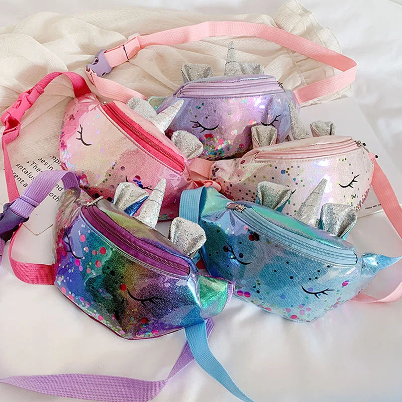 Забавные нагрудные сумки для девочек с милым единорогом стильная сумка через