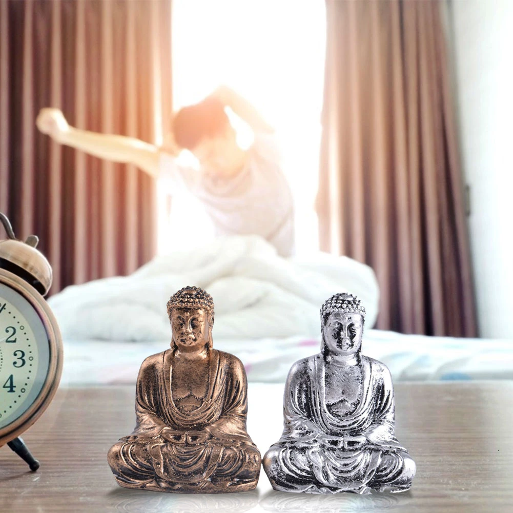 Mini Harmony Innovative Exquisite Buddha Statue Resin Valuable Sculpture Meditating Antique Style Home Decor Ornament Decoration | Дом и сад