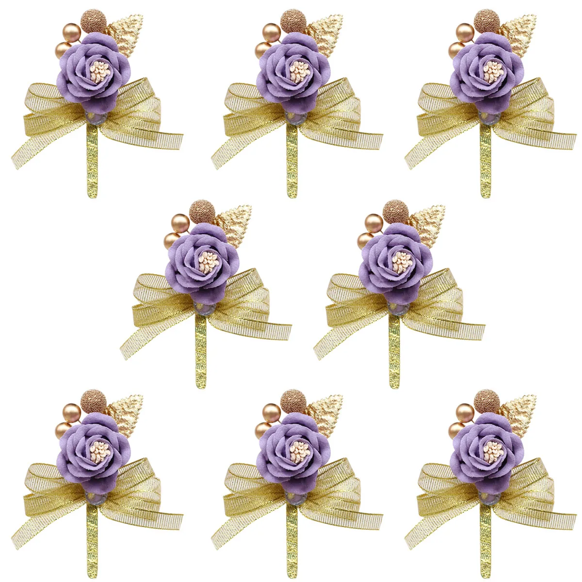 

8pcs New Bridesmaid And Groomsmen Dress Corsage Accessories Ribbon Simulation Rose DIY Business Party Wedding Props XH0727