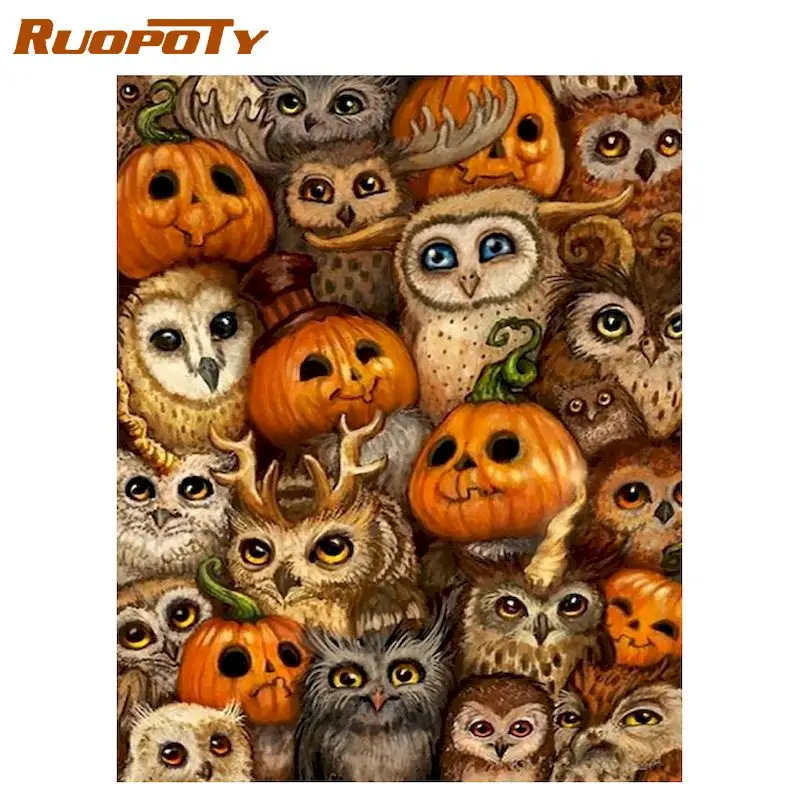 Набор для рисования по номерам на холсте сова с животными | Дом и сад