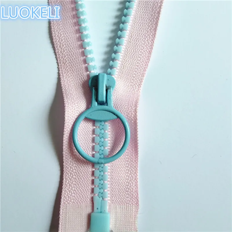 pink 10 шт. контрастный цвет 40 см(16 дюймов) открытие 5# Смола молния тяговое кольцо молния голова DIY Швейные сумки аксессуары для одежды - Цвет: pink