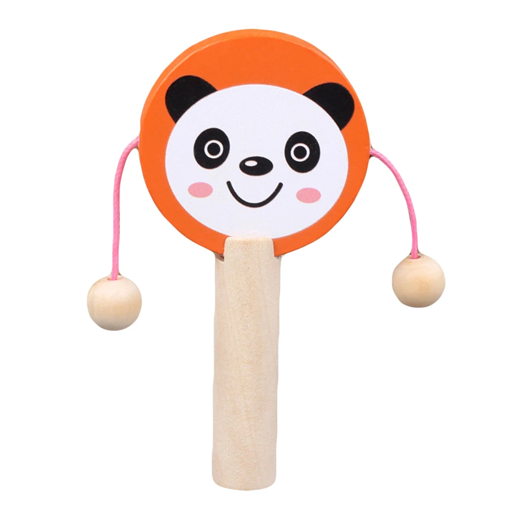 Cartoon Animal Wooden Handheld Musical Rattle Drum Shaker Education Baby Toy Intelligence Develop Toys