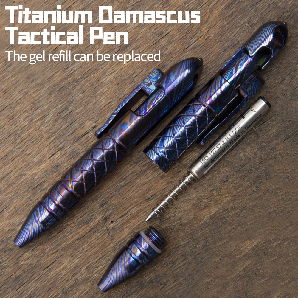 

Titanium Damascus Tactical Pen Self-defense Survival Writing Portable Outdoor EDC Multi-tool Broken Window Tactical Self-defense