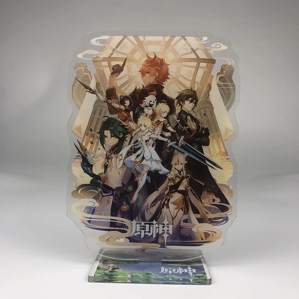 

New Character Zhongli Genshin Impact Hero Cosplay Figure Stand Plate Tartaglia Paimon Diluc Action Model Stand Sign