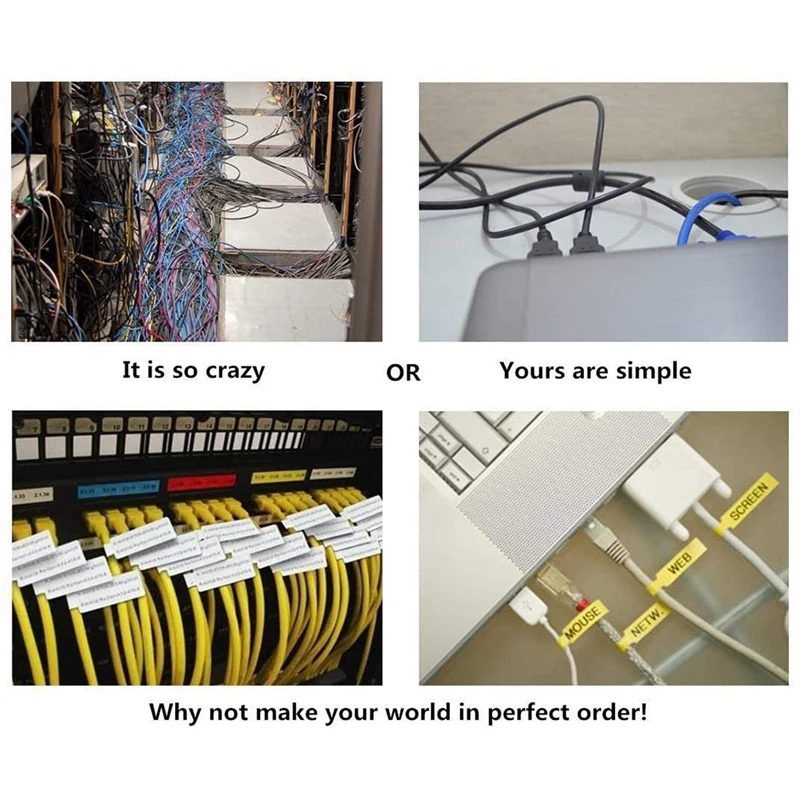 

1000Pcs Self-Adhesive Cable Label Waterproof Wire Label Tear Resistant Oil-Proof Marker Cable Cord Identification