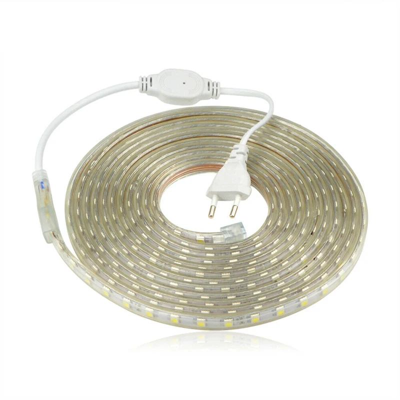 

220 V LED Strip Flexible Light SMD 5050 60leds/M Waterproof Diode Tape 220V LED Light With EU Power Plug 1M 2M 3M 4M 5M 10M -25M