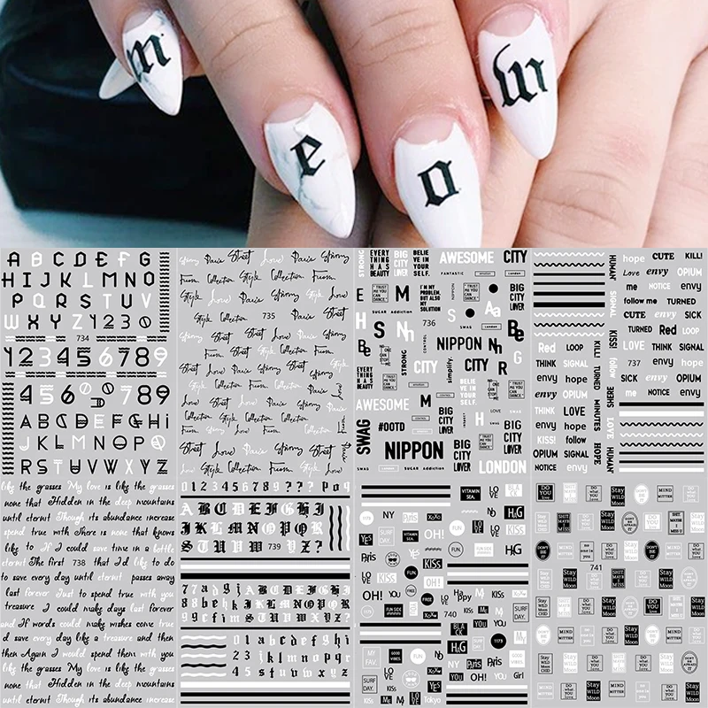 3D наклейки для ногтей переводные в готическом стиле красивые аксессуары дизайна