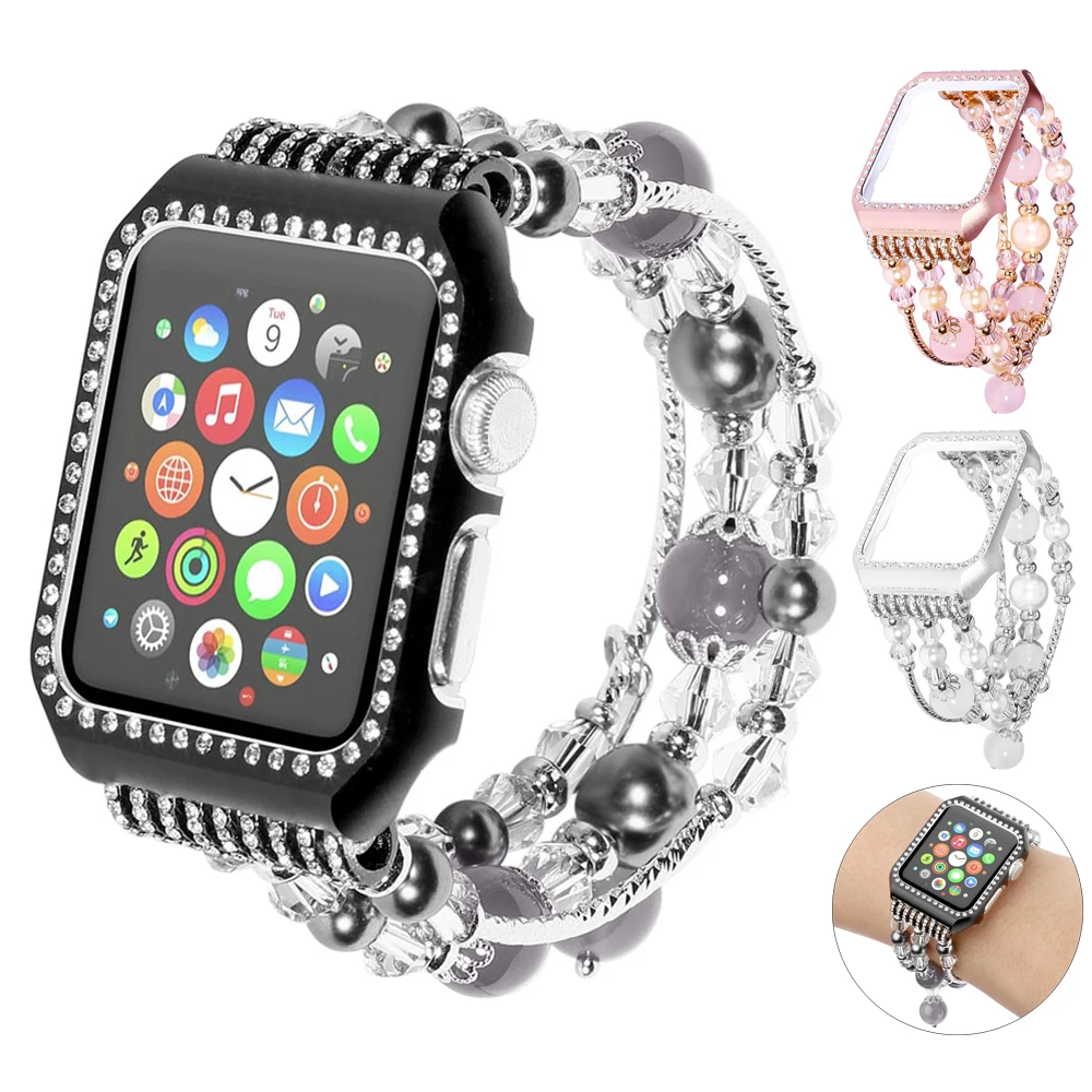Браслет Agate Crystal для Apple Watch 38 мм 40 42 44 Женский чехол iWatch Series 5 4 3 2 1 браслет со