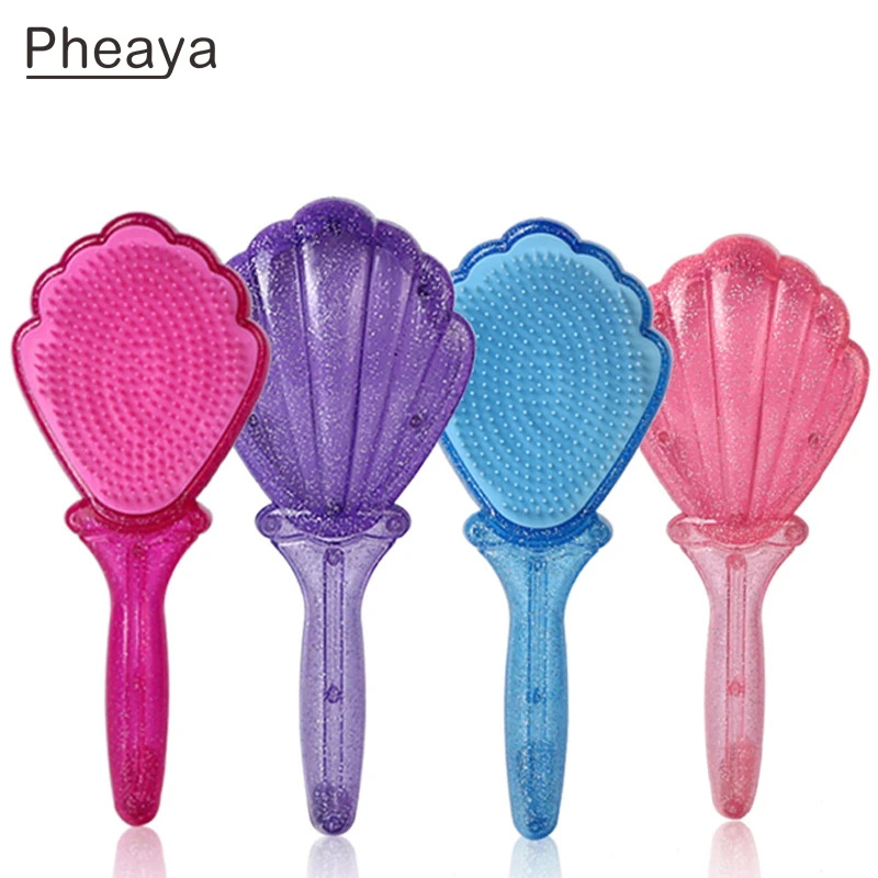 

Pheaya Hand-held Shell Comb Cartoon Princess Comb Reduce Hair Loss Massage Anti-static Detangling Brush Barber Accessorie