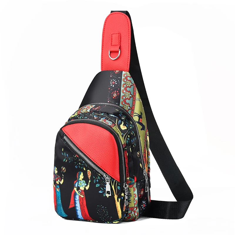 

New Women Crossbody Chest Bags Waist Bags Headphone Plug Nylon Chest Pack Diagonal Package Sling Bags