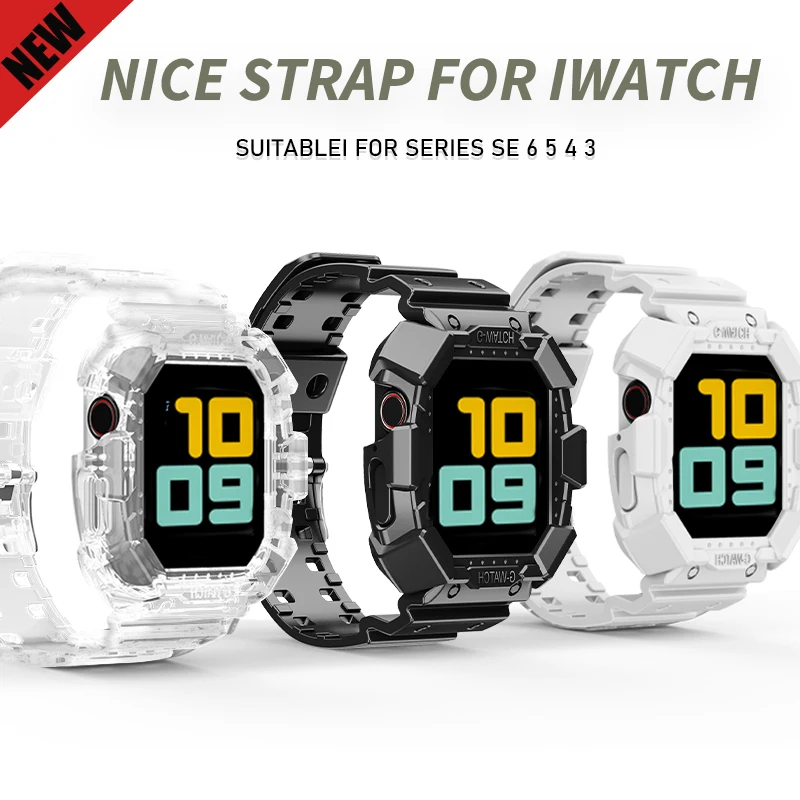 

Colour Sport Strap for Apple Watch 44/40mm Silicone Transparent Bracelet Band for IWatch Series 5 4 3 6 Se 42/38mm Accessories