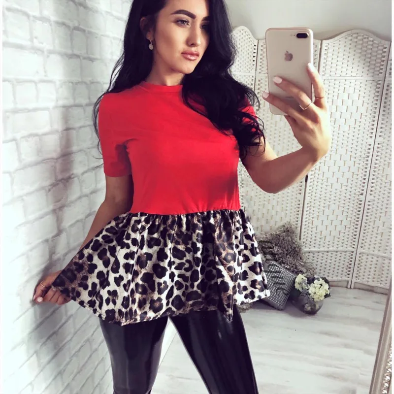 

Hot Fashion T-Shirt Women Girl Summer Leopard Print T-shirt Casual Tops Blouse Short Sleeve Tee Shirt Ladies