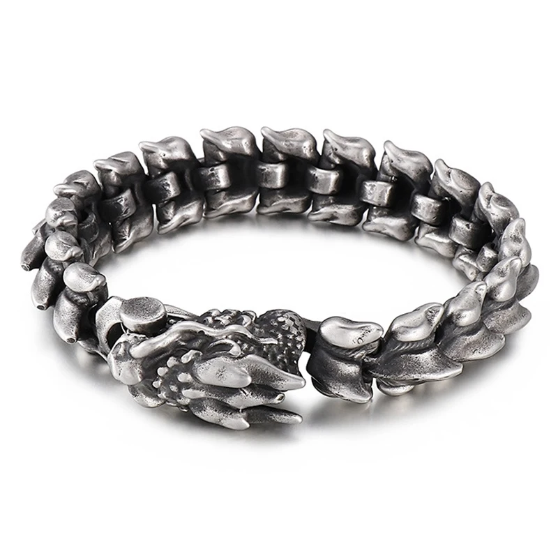 

Vintage Viking Dragon Bracelet High Quality Stainless Steel Punk Rock Men's Bike Biker Bracelet Bangle Chain Jewelry Wristband