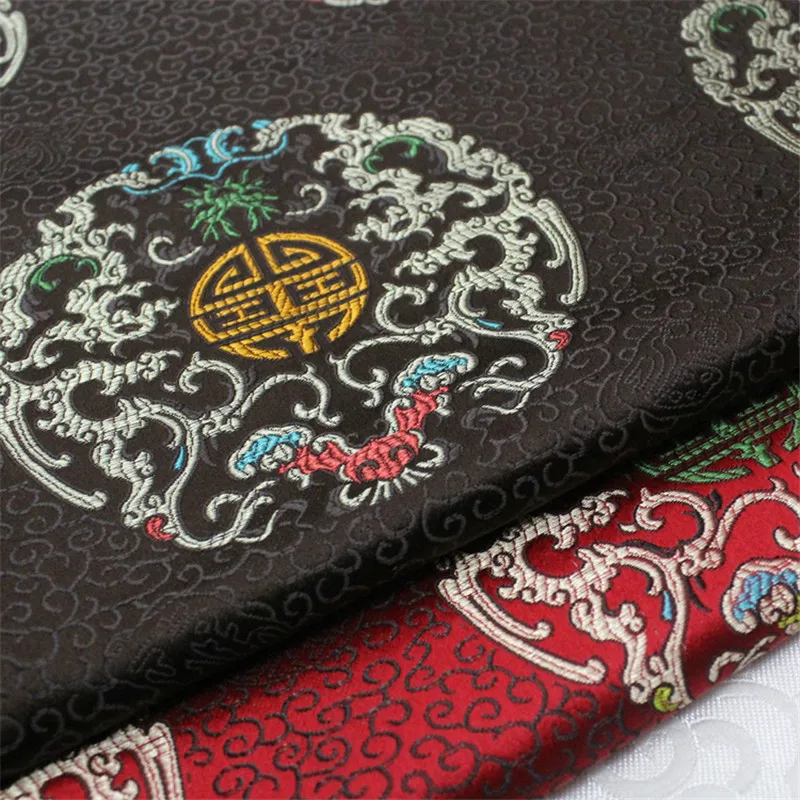 Красная/черная китайская парчовая ткань CF686 из полиэстера свадебное платье в