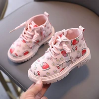 pink print short boots girls 2020 fall new baby lace up zip ankle boots kids spring autumn walking shoes child shoes 21 31
