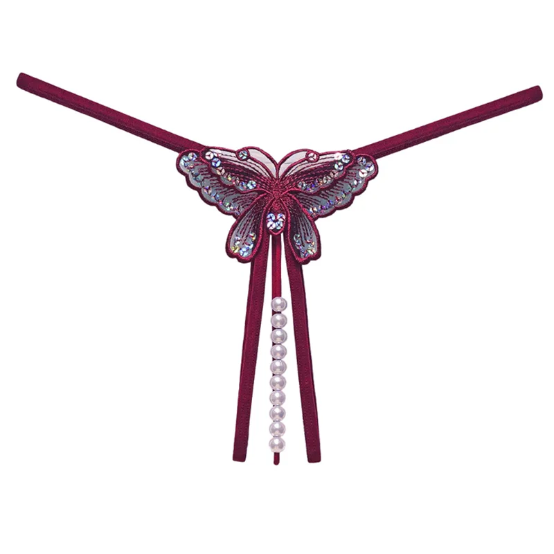 

Sexy Women's Underwear Female G String Thongs Embroidery Pearl Massage Panties Temptation Low-waist Briefs Sexy Lingerie
