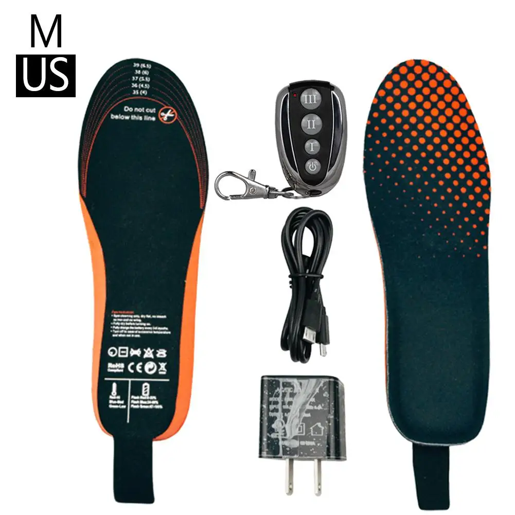 1 пара зимние перезаряжаемые стельки для обуви с дистанционным управлением