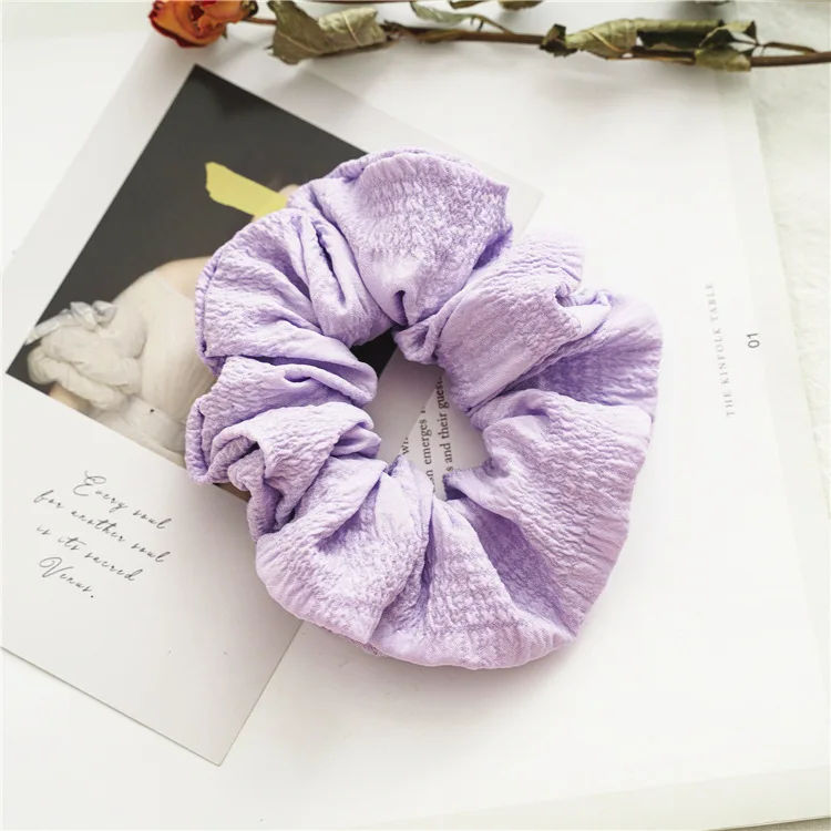 

2021 New Hot Sale Purple Color 8pcs/set Girls Vintage Scrunchie Set Elastic Hairbands Set for Women