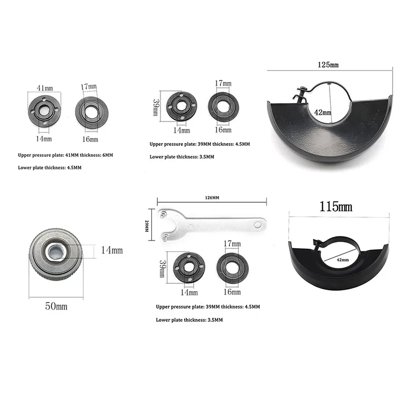 

M14 Thread 115mm/125mm Angle Grinder Inner Outer Flange Nut Set Tools Power Replacement Locking Plate Chuck Quick Clamping
