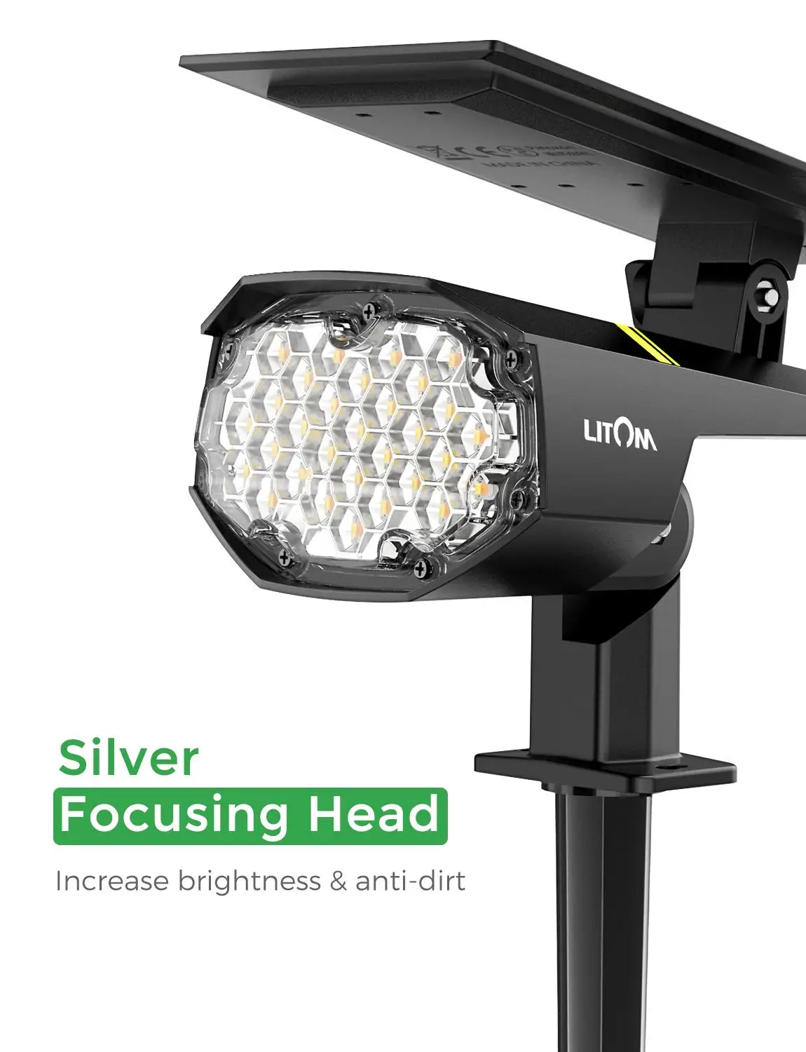 Уличный светодиодный фонарь LITOM на солнечной батарее водонепроницаемый садовый