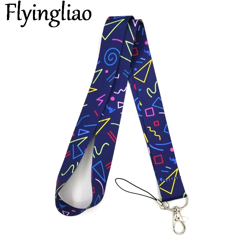 Цветной геометрический узор граффити шнурок для ключей телефона крутой шейный