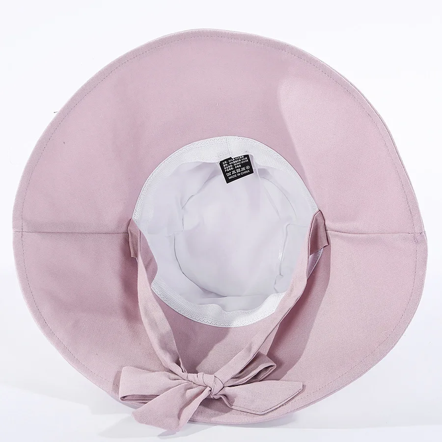 

New 2020 Summer Korean Style Cotton Bow Bucket Hat Women Chapeau Femme Fishing Sun Cap Fisherman Hat