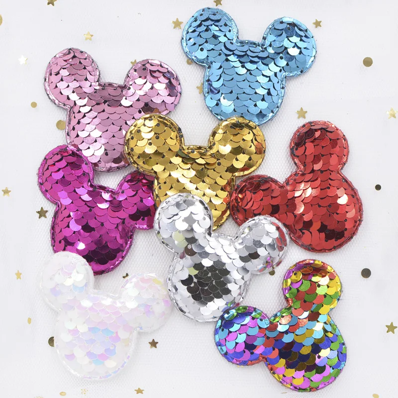 

16Pcs Glitter Sequins Fabric Mouse Padded Patches Mouse Appliques for DIY Crafts Clothes Hats Hairpin Ornament Accessories F29