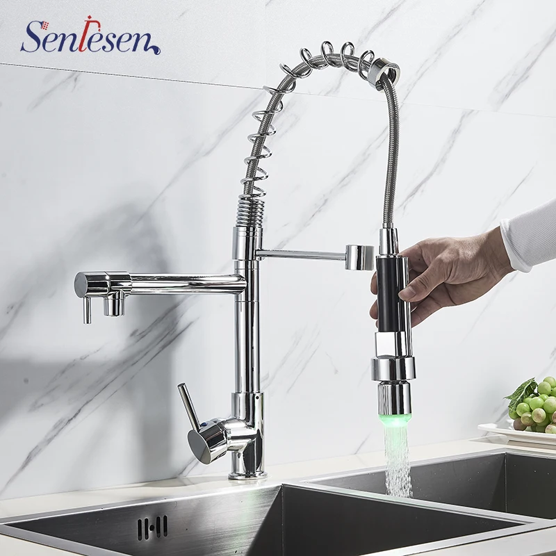 Смеситель для кухни Senlesen кухонный кран из матового никеля с пружинным вертлюгом