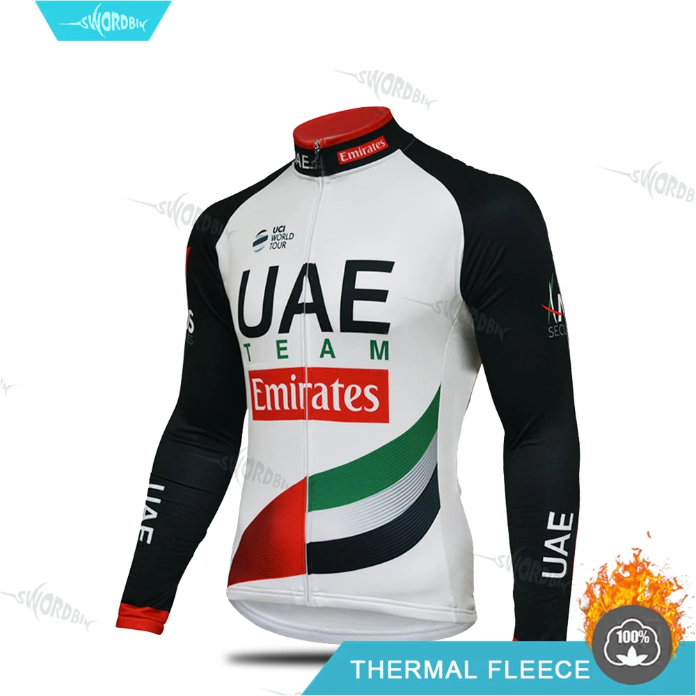 Комплект велосипедной одежды UAEing Pro Team с длинными рукавами для мужчин, зимняя одежда для велоспорта, Теплая Флисовая одежда, Ropa Ciclismo Hombre - Цвет: Cycling Jersey