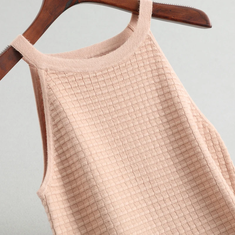 Женское однотонное платье без рукавов Повседневное трикотажное платье-жилет с