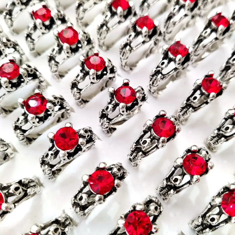 Винтажное серебряное кольцо с красным цирконом 30 шт./лот | Украшения и аксессуары