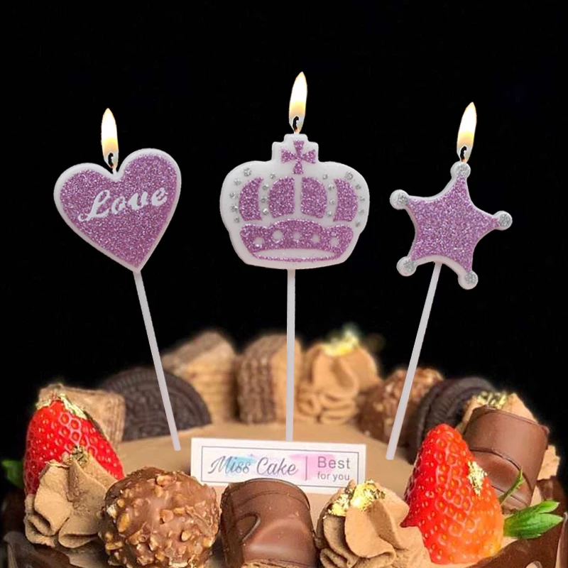 Новинка свечи на день рождения для мальчиков и девочек корона любовь звезда без