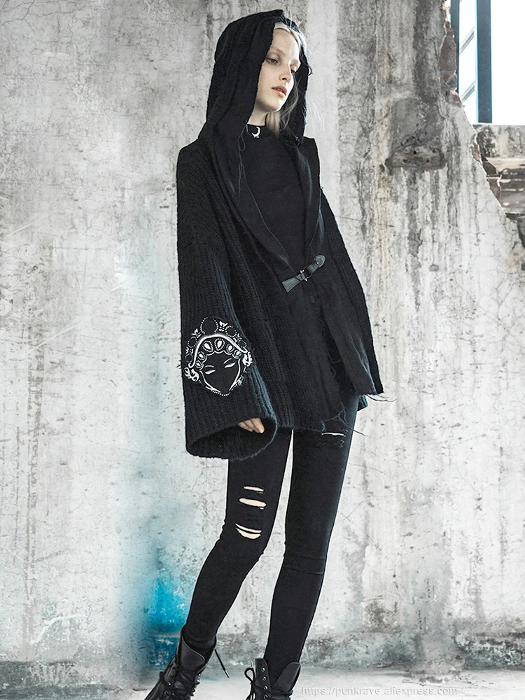Женский свободный кардиган в стиле Панк RAVE осеннее пальто для девушек вязаный