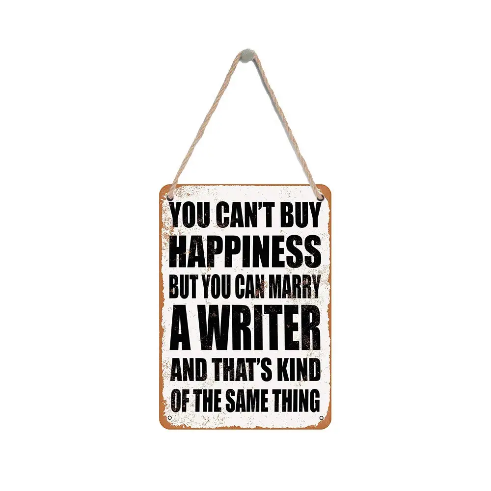 

Isaric Wood Hanging Sign 8 X 12 Inches You Can't Buy Happiness BUT You CAN Marry A Writer Funny Wooden Sign