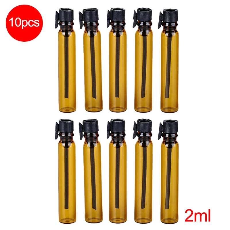 Портативный многоразовый 2 мл 10 шт Мини пустой коричневый стеклянный флакон для