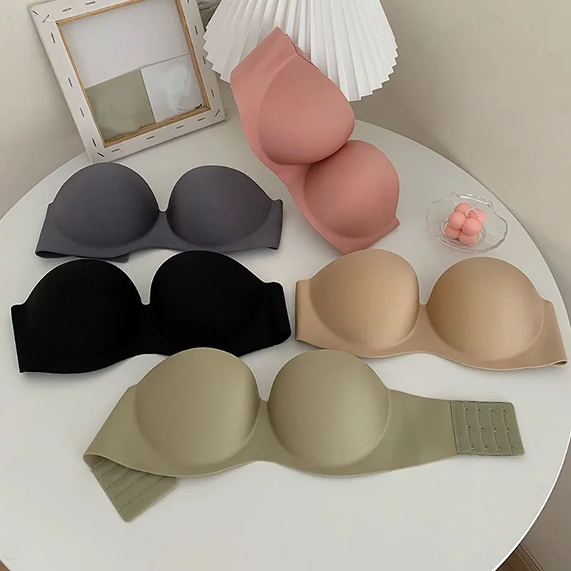 

Women Sexy Strapless Bra Invisible Push Up Underwear Seamless Solid Without Straps Bralette Lingerie Strapless Invisible Bras