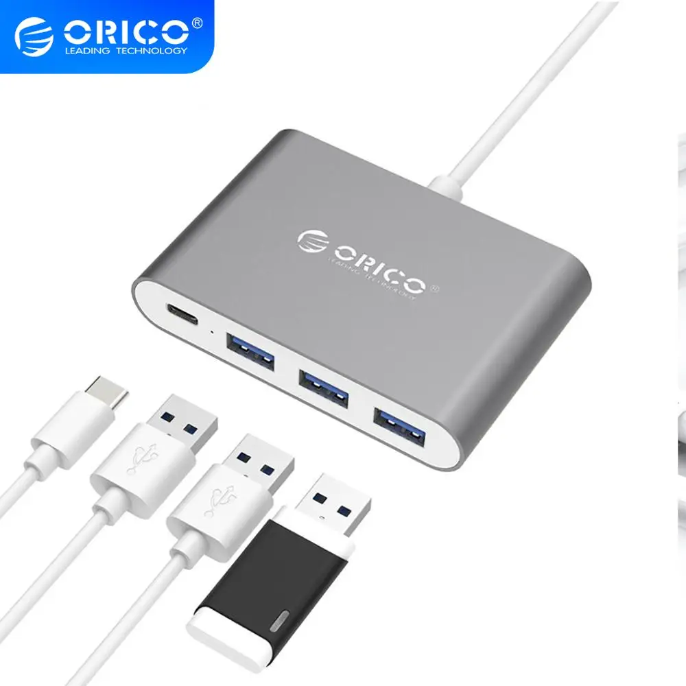Алюминиевый зарядный Концентратор ORICO Type C PD USB3.1 Gen1 высокая скорость 5 Гбит/с