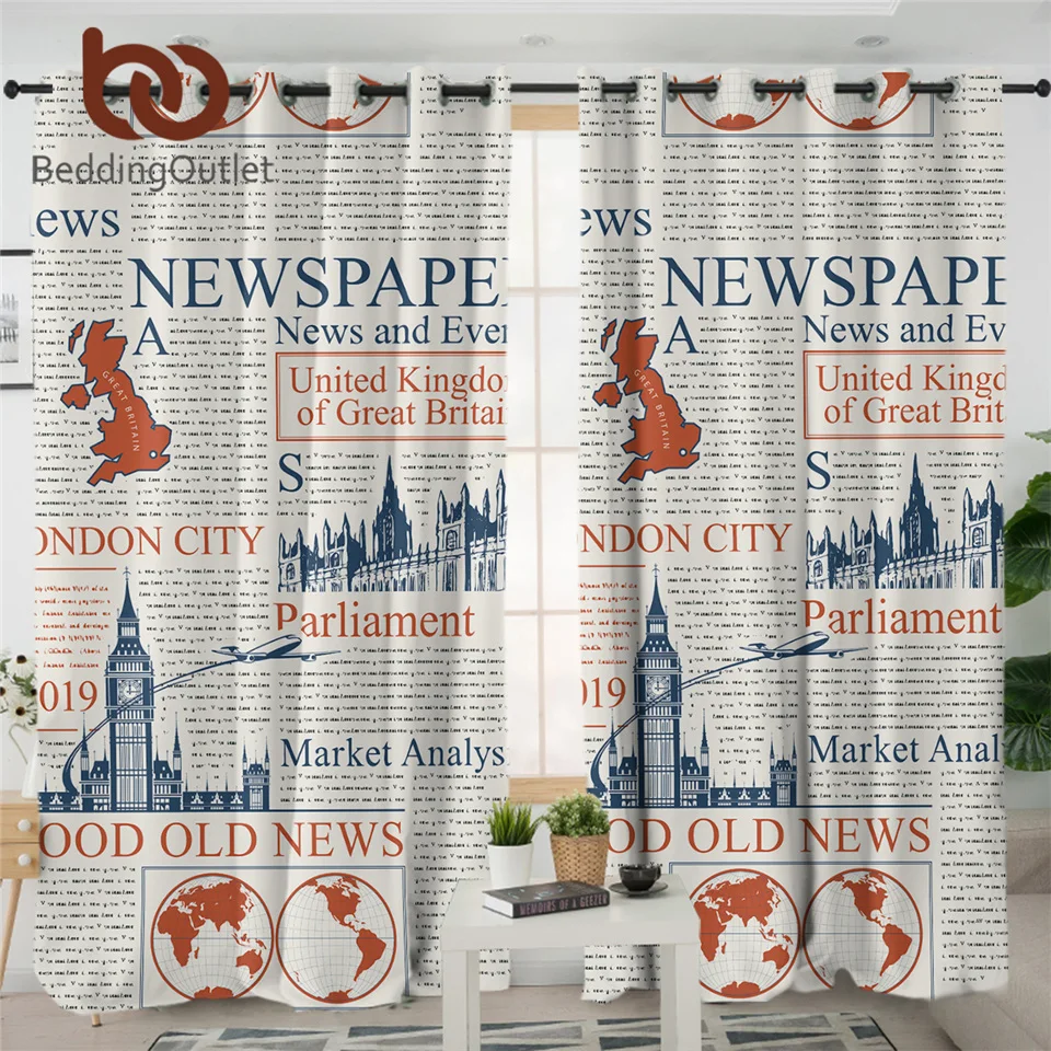 Фото Затемняющие шторы BeddingOutlet в виде газеты британская лондонская стандартная(China)