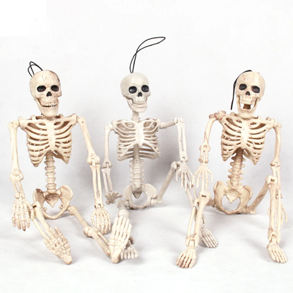 

40cmx10cm Simulation Human Skeleton Prop Halloween Party Decoration Poseable Ornament Party Bar Haunted House Props