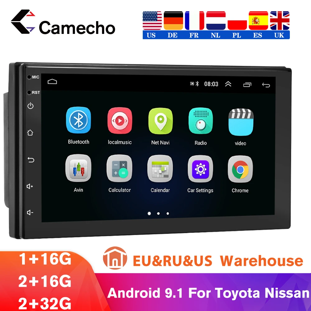 Автомагнитола Camecho 7 дюймов Android 9 1 сенсорный экран Bluetooth GPS Wi Fi FM|Автомагнитолы| |